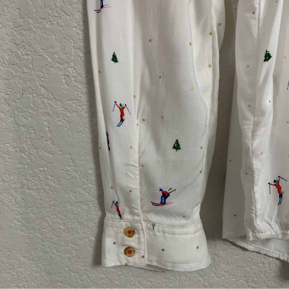 32 of 52 Conversations Anthropologie Blouse Top Womens 16 Skier Novelty Print - Picture 13 of 16